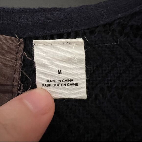 Anthropologie Guinevere Cardigan Sweater M Deep Blue Long Line Knit Open Front - Picture 10 of 14